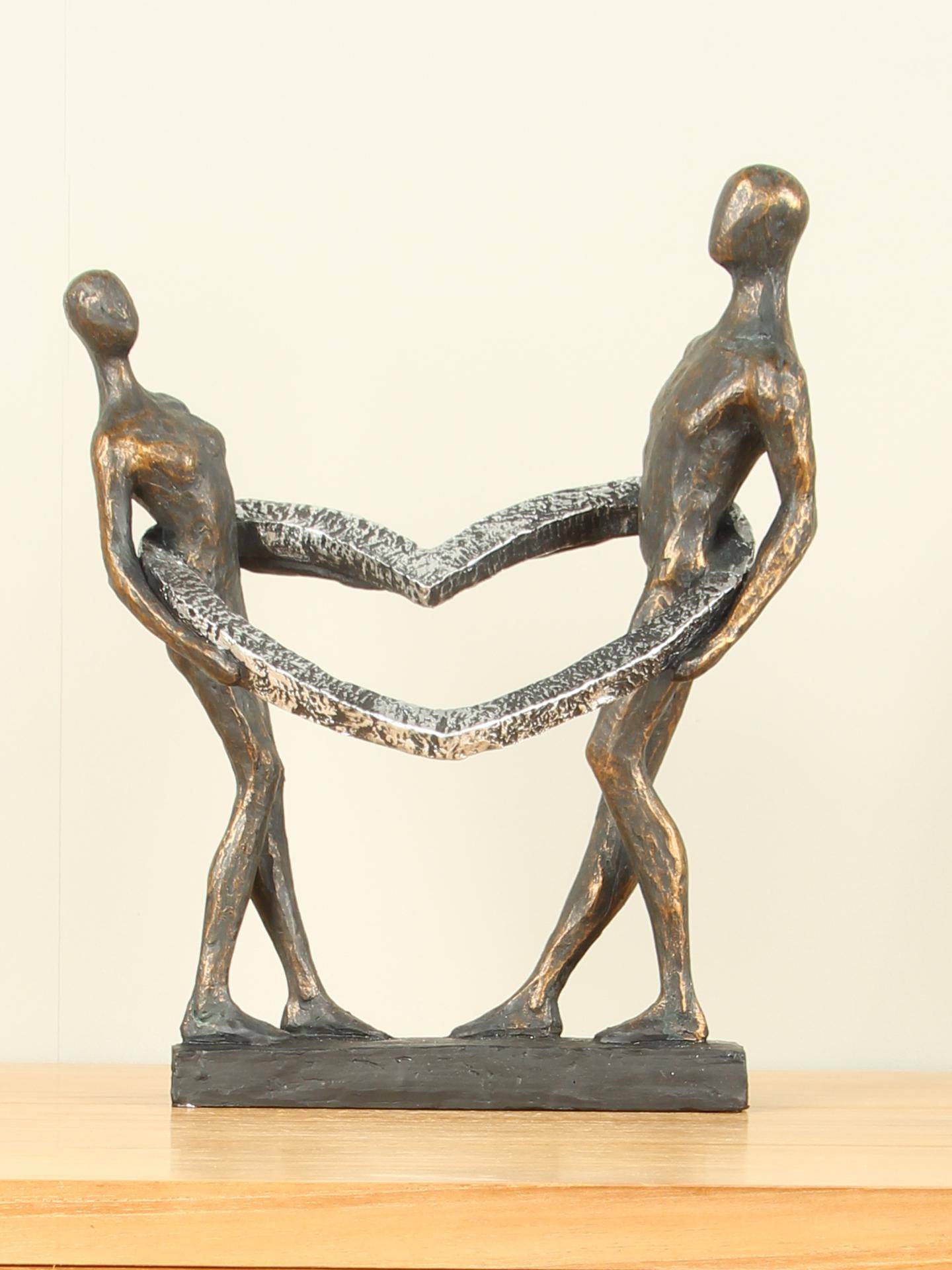 Beeld voor binnen - Bronskleurig - Polystone - Verbonden - 31x26x14 cm