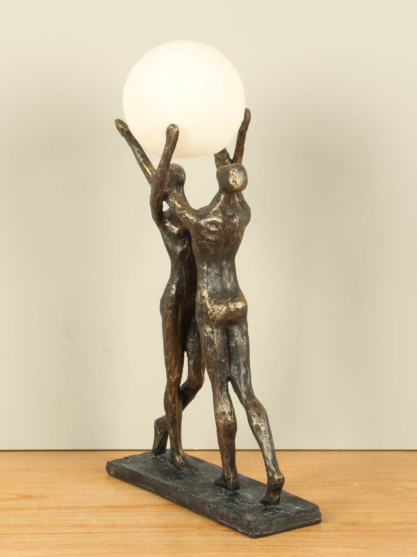 Beeld voor binnen - Bronskleurig - Polystone - Verlicht verbonden - 46x26x12 cm - Afbeelding 2