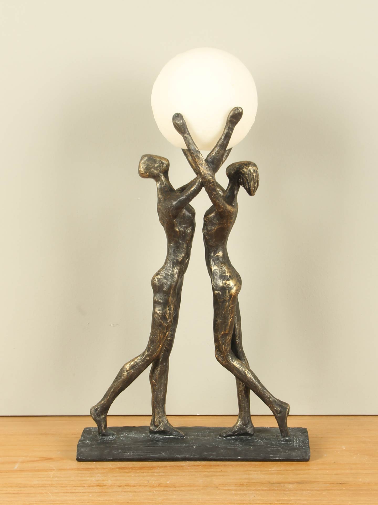 Beeld voor binnen - Bronskleurig - Polystone - Verlicht verbonden - 46x26x12 cm - Afbeelding 3