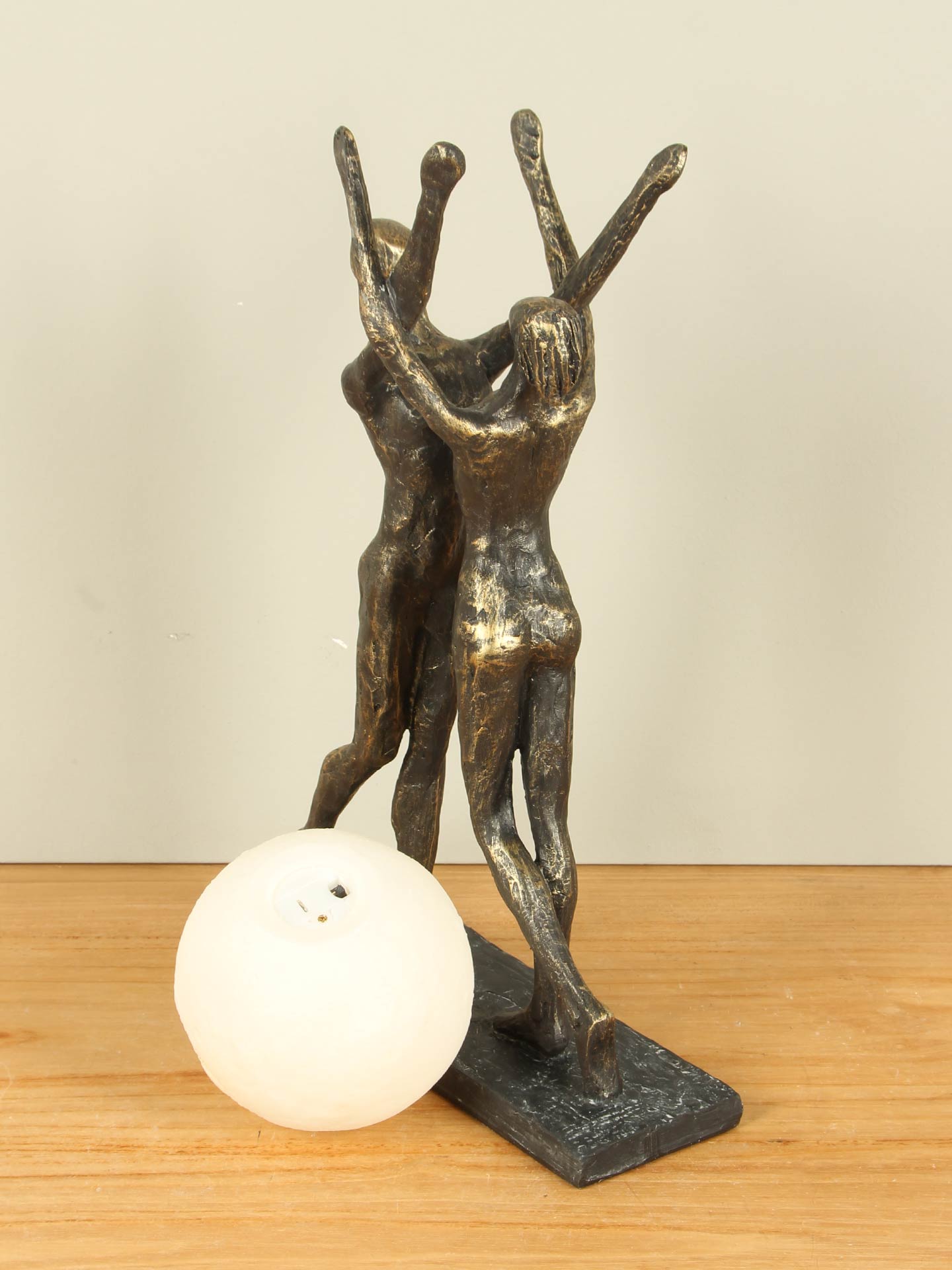 Beeld voor binnen - Bronskleurig - Polystone - Verlicht verbonden - 46x26x12 cm - Afbeelding 4