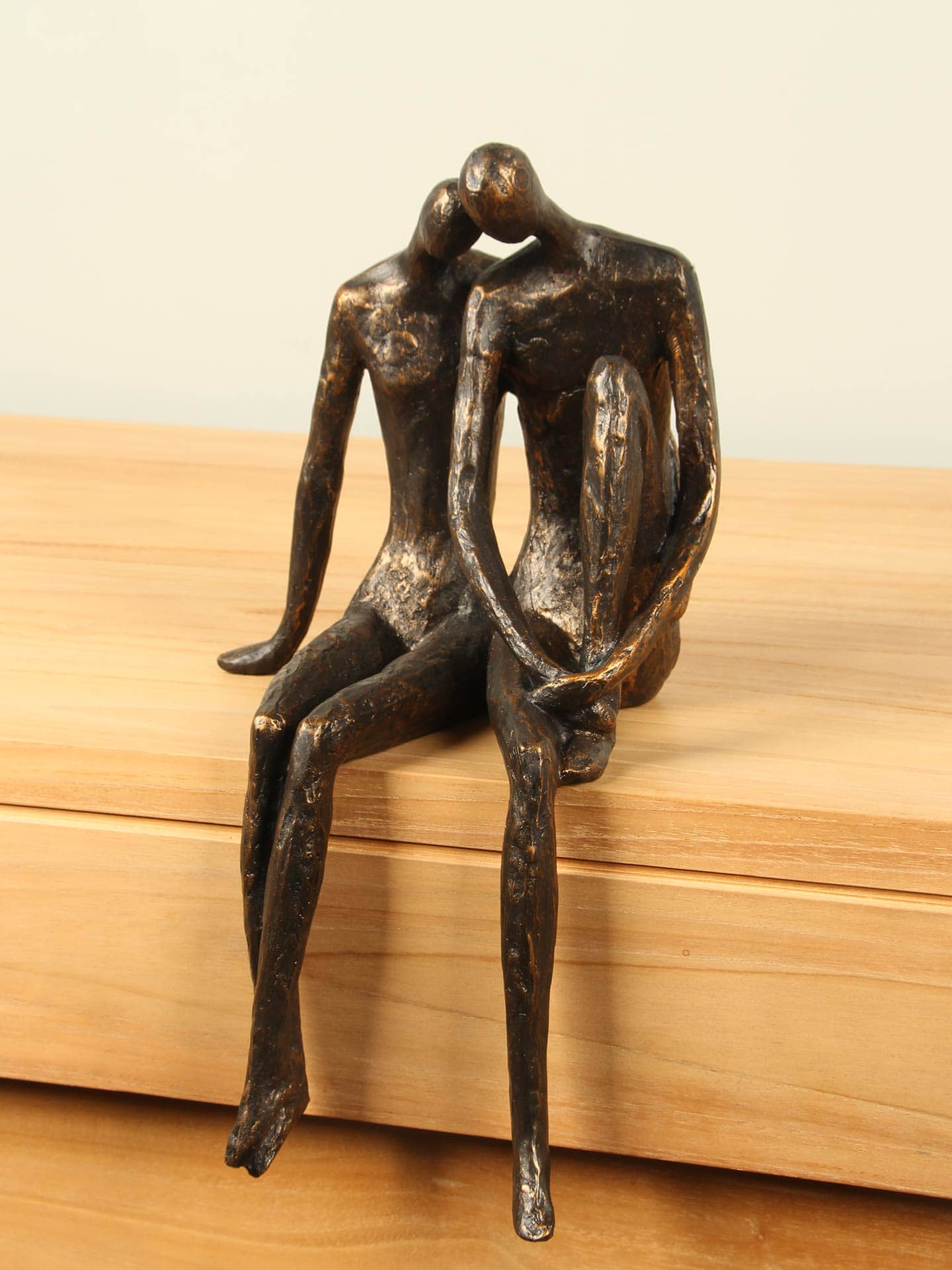 Beeld voor binnen - Bronskleurig - Polystone - Zittend koppel XL - 35x20x20 cm - Afbeelding 2