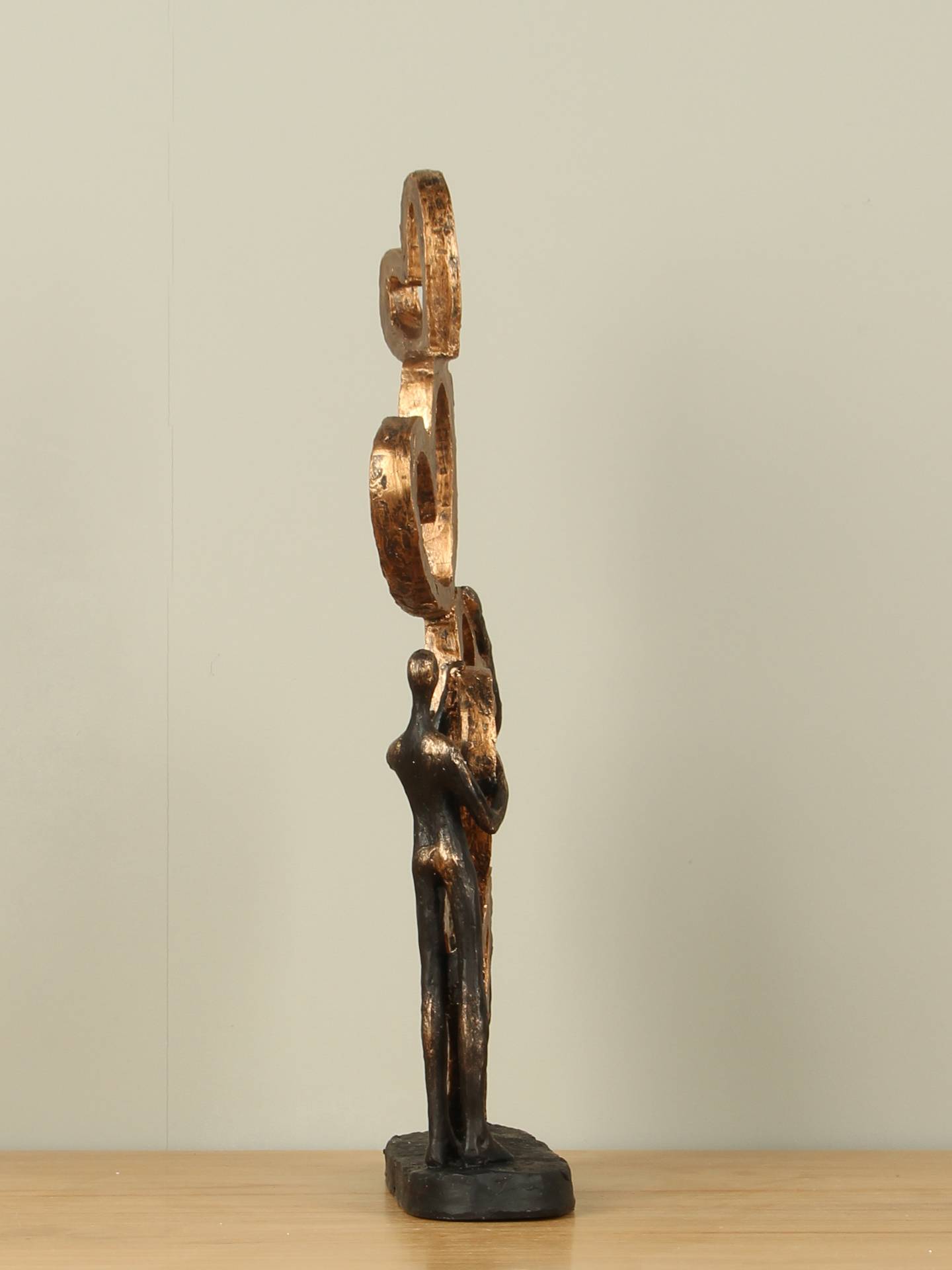 Beeld voor binnen - Bronskleurig - Polystone - Zoveel hou ik van jou - 42x23x8 cm - Afbeelding 2