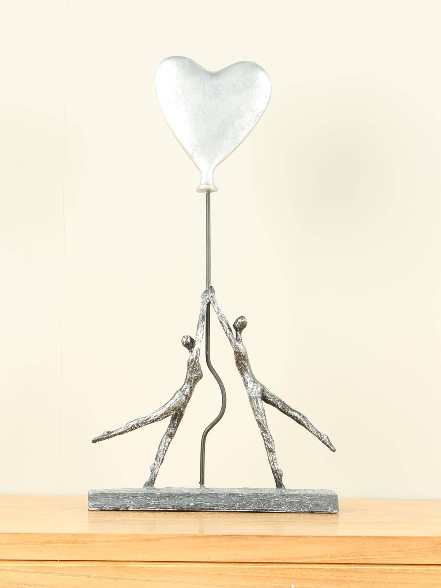 Beeld voor binnen - Glans grijs - Polystone - Blij met Jou - 48x26x8 cm