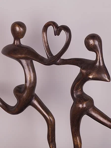 Beeld voor binnen of buiten - Brons - 2 Personen met Hart - 40x54x12 cm - Afbeelding 3