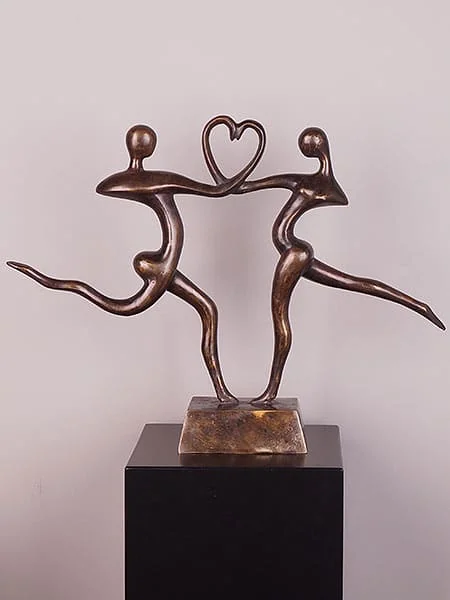 Beeld voor binnen of buiten - Brons - 2 Personen met Hart - 40x54x12 cm - Afbeelding 5
