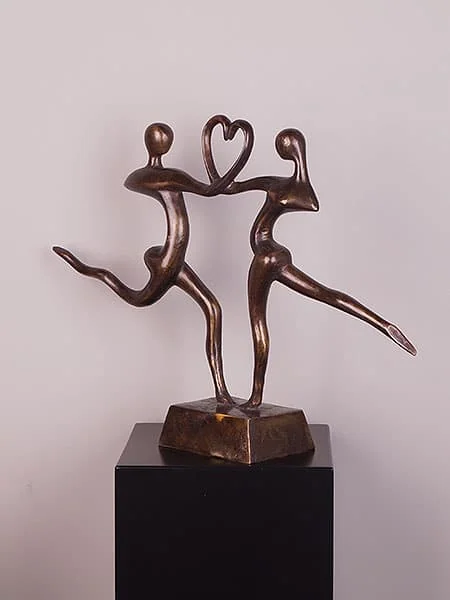 Beeld voor binnen of buiten - Brons - 2 Personen met Hart - 40x54x12 cm - Afbeelding 6
