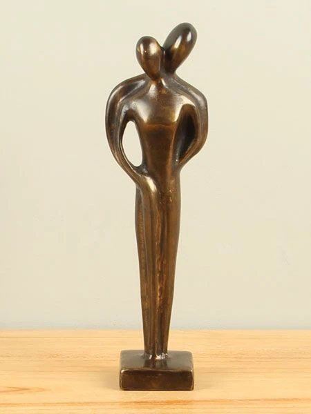 Beeld voor binnen of buiten - Brons - Koppel Abstract Klein - 27x8x5 cm