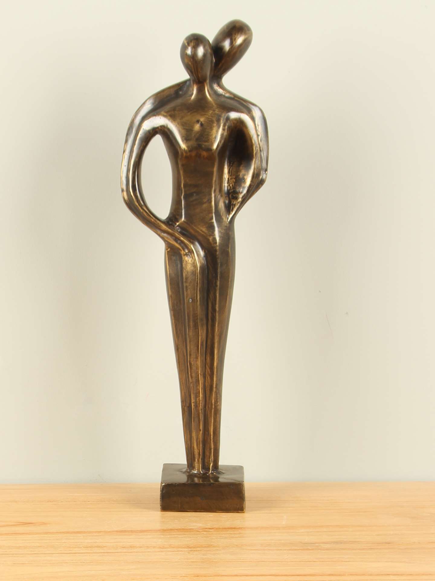 Beeld voor binnen of buiten - Brons - Koppel Samen Abstract - 46x15x10 cm