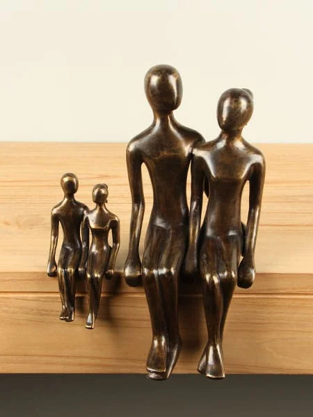 Beeld voor binnen of buiten - Brons - Koppel Zittend Klein - 17x8x8 cm - Afbeelding 3