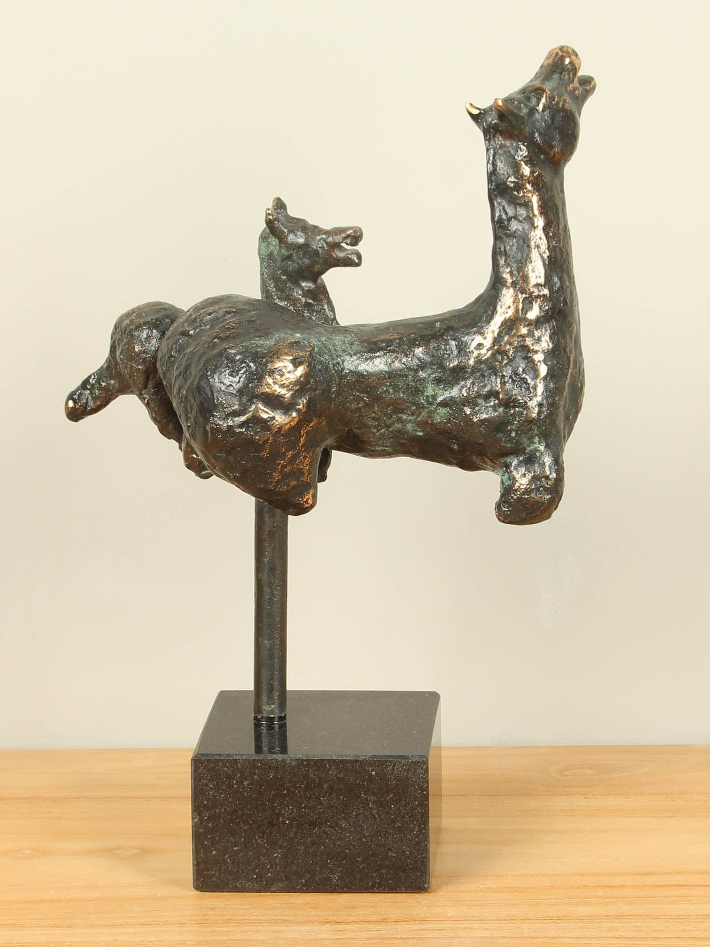 Beeld voor binnen of buiten - Brons - Paard met Veulen - 35x25x15 cm