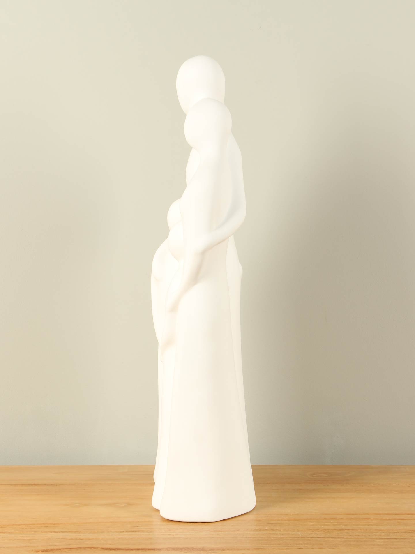 Beeld voor binnen - Wit - Keramiek - Gezin 2 kinderen - 45x19x9 cm - Afbeelding 2