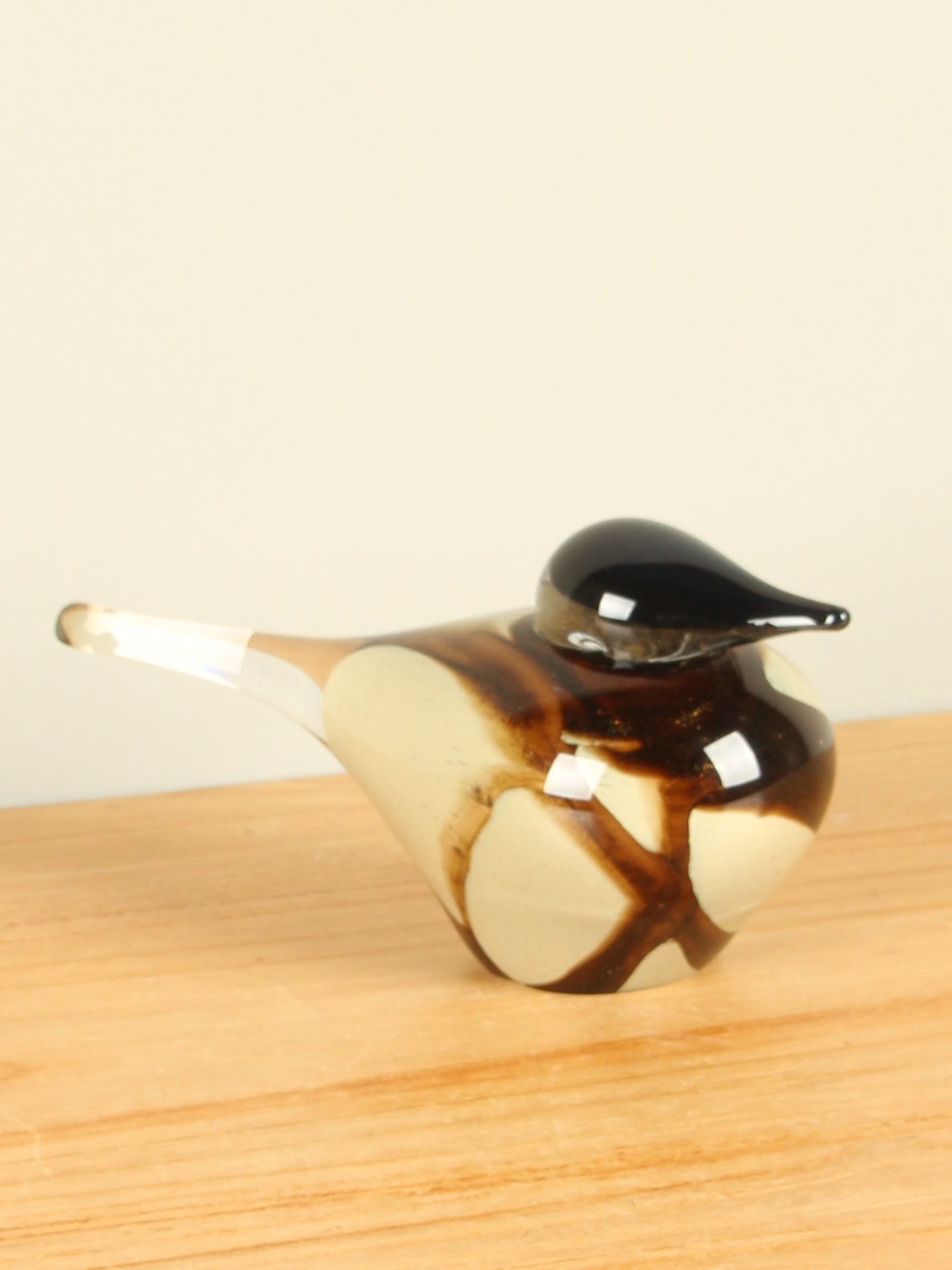 Glaskunst - Bruin - Glas - Vogeltje bruin/beige uit glas,11 cm - 11x21x10 cm