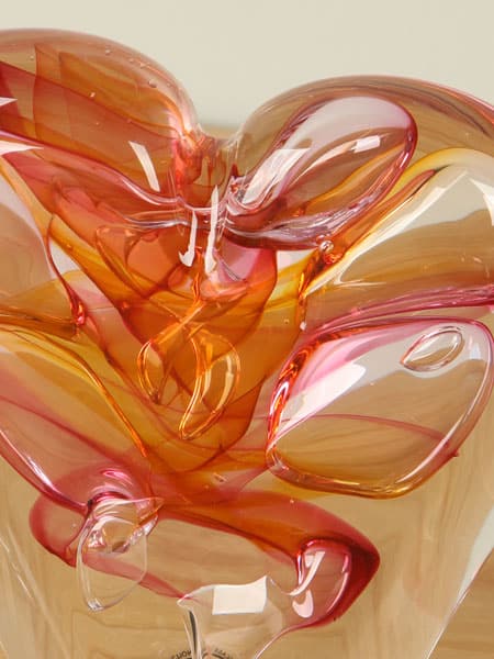 Glassculptuur - Rood - Glas - Hart rood/bruin klein - 11x10x3 cm - Afbeelding 3