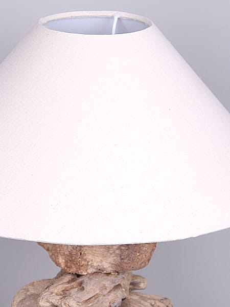 Houtdecoratie - Lichtbruin - Drijfhout - Schemerlamp met lampenkap écru - 60x30x20 cm - Afbeelding 2