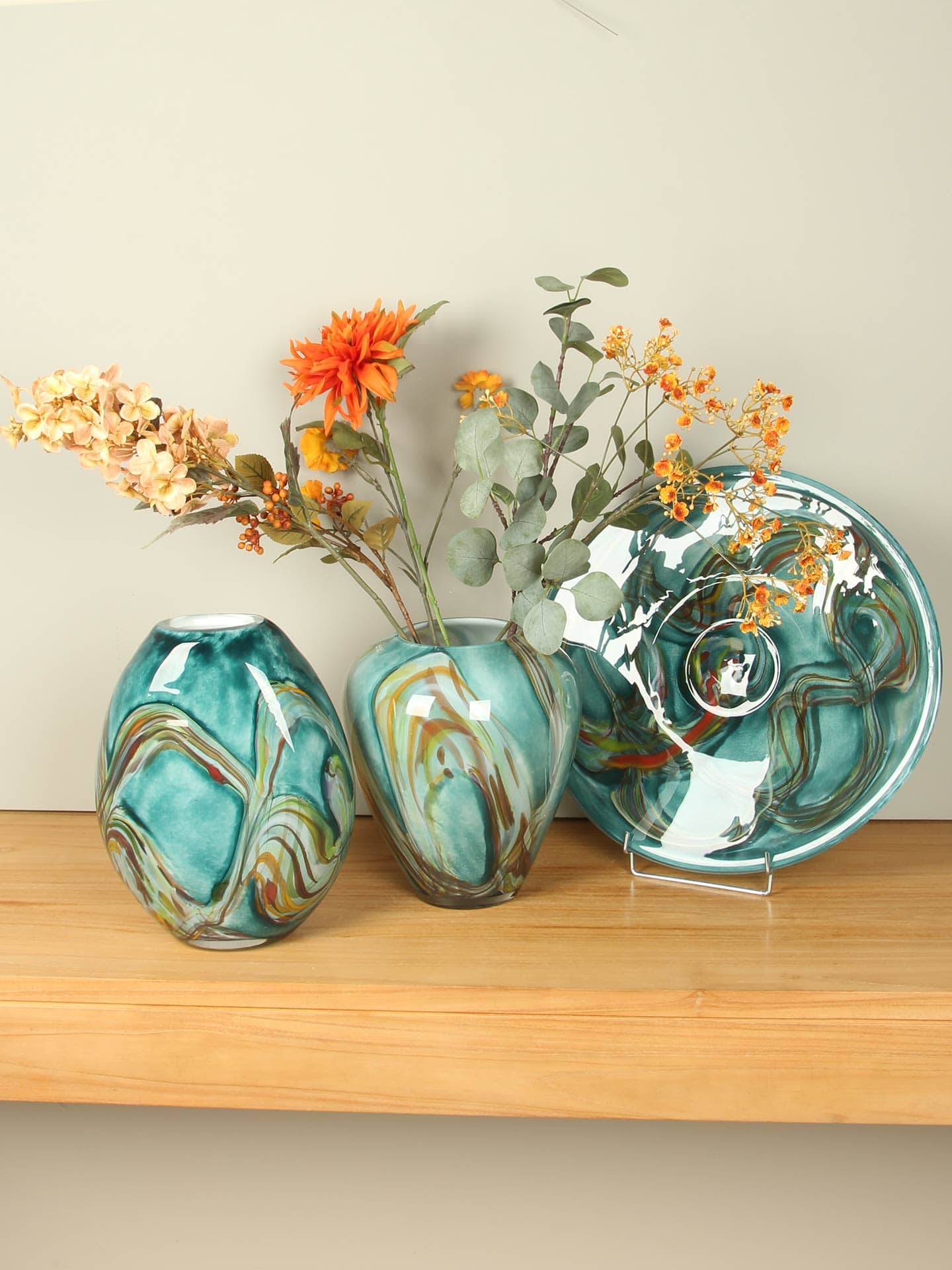 Schaal - Groen - Glas - Green life, 45 cm - 5x45x42 cm - Afbeelding 4