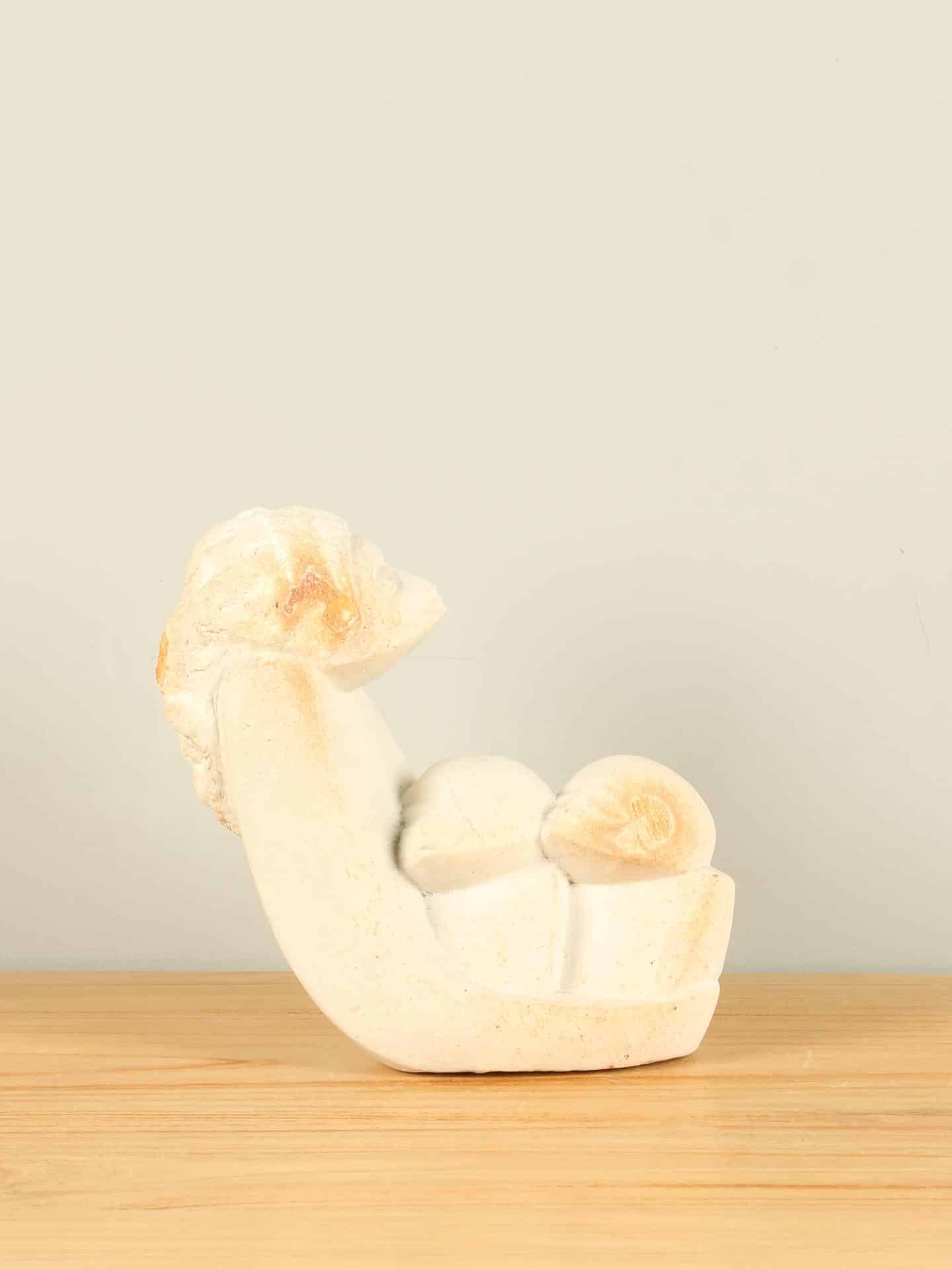 Tuinbeeld - Sapolite - Wit - Natuursteen - Parent Two Children nr 1 - 23x10x25 cm