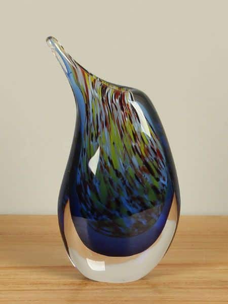 Vaas - Blauw - Glas - kleurrijk uit glas 24 cm - 24x14x8 cm