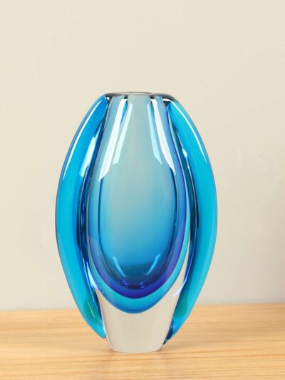 Vaas – Blauw – Glas – Ovaal blauw – 23x14x5 cm