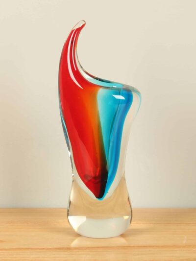 Vaas – Blauw – Glas – Rood/blauw – 26x11x8 cm