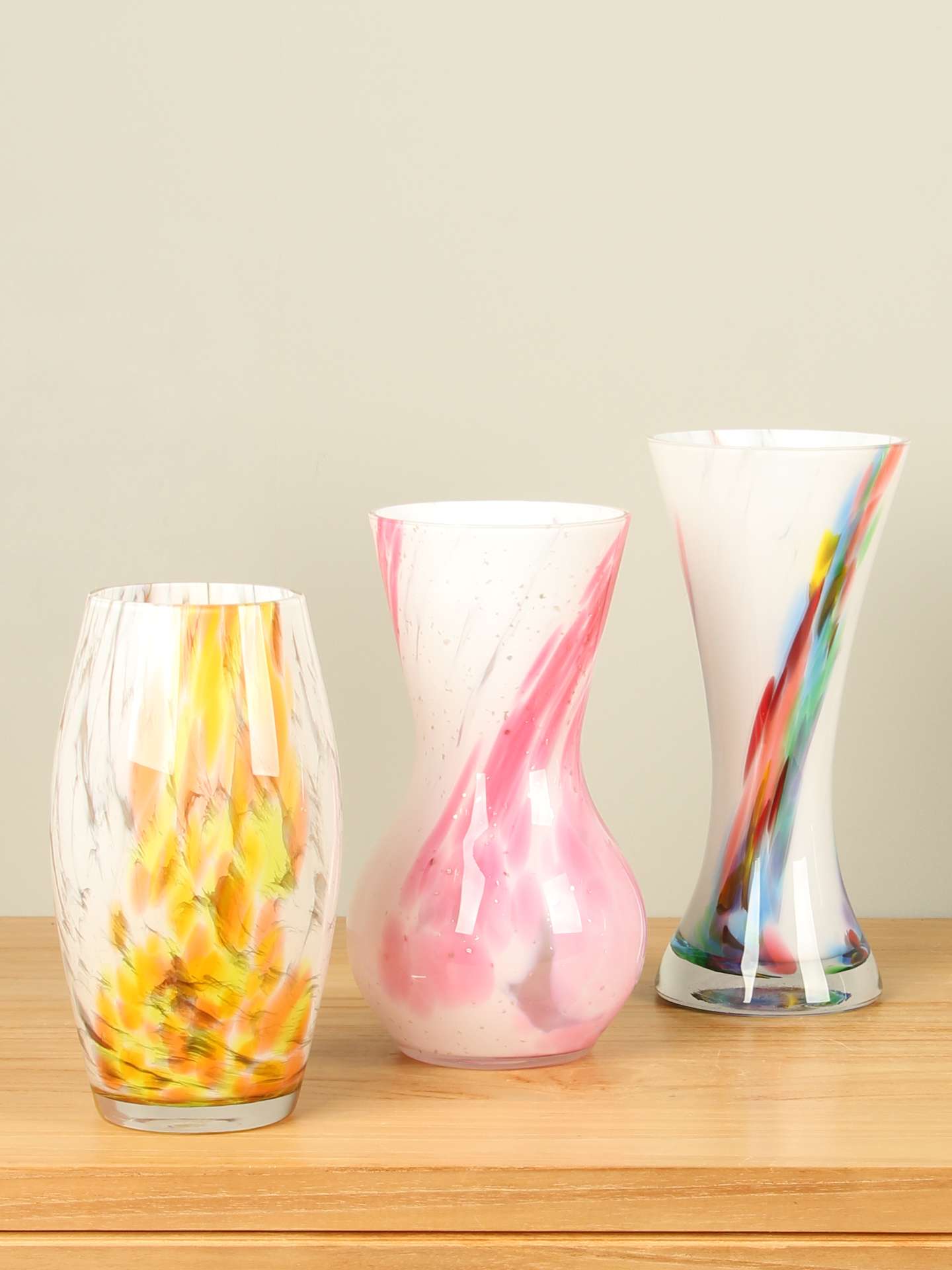 Vaas - Bruin - Glas - Conisch bruin/wit - Afbeelding 3