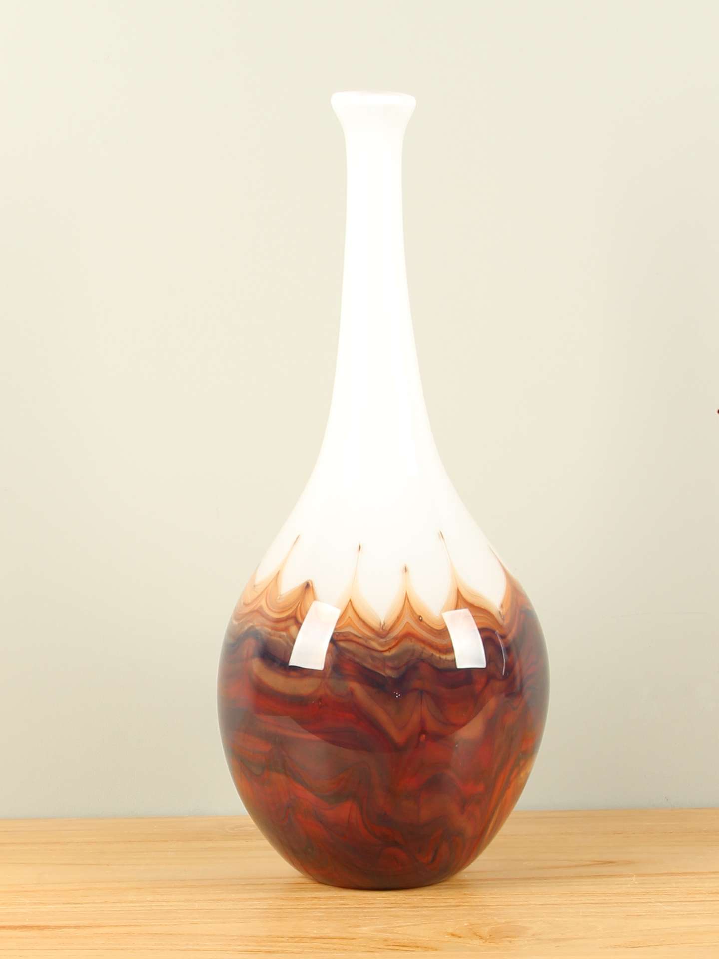 Vaas - Bruin - Glas - Flesvaas bruin gevlamd - Afbeelding 2