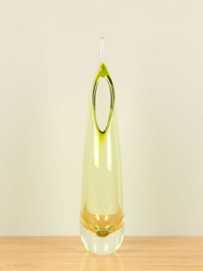 Vaas – Geel – Glas – Feather olijf, 45 cm