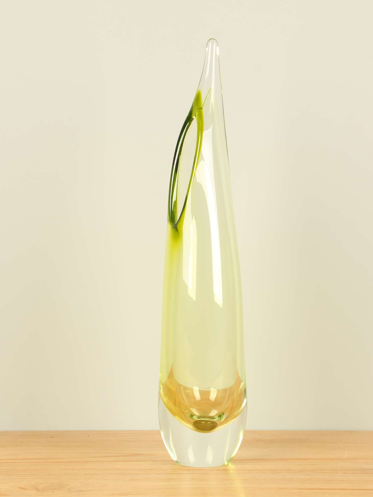 Vaas - Geel - Glas - Feather olijf, 45 cm - Afbeelding 2