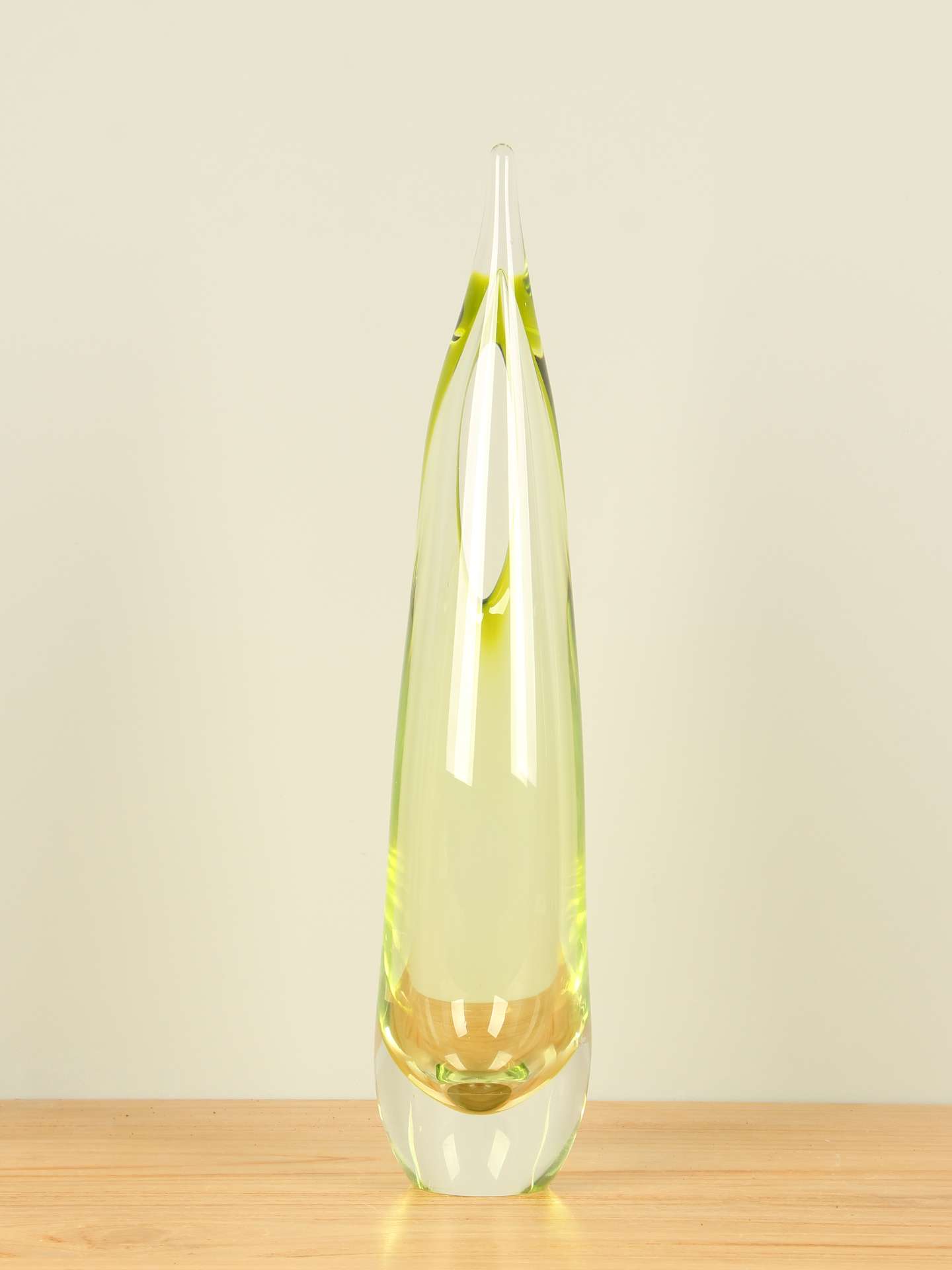 Vaas - Geel - Glas - Feather olijf, 45 cm - Afbeelding 3