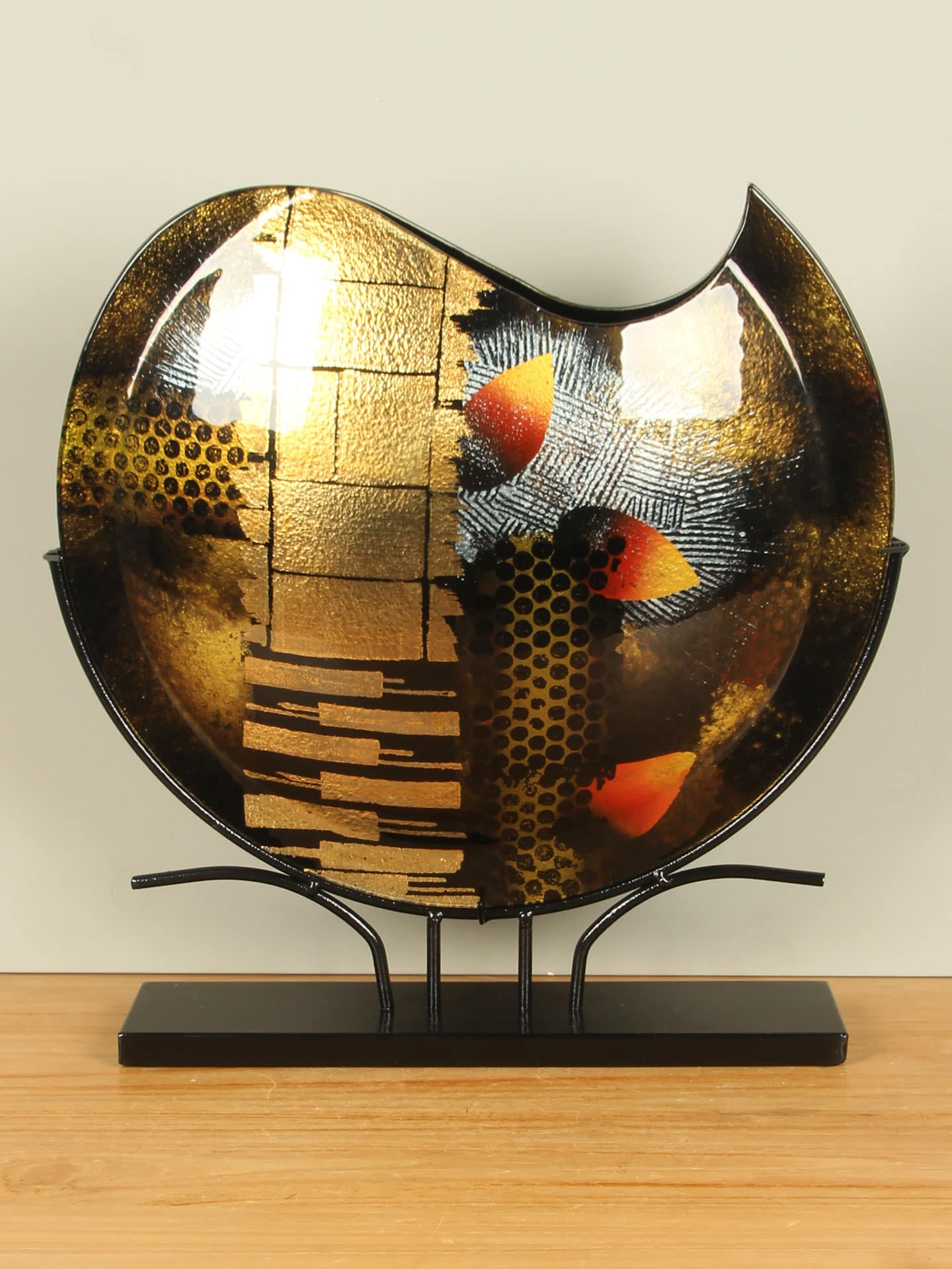 Vaas - Goud - Glas - op standaard - 47x45x10 cm - Afbeelding 3