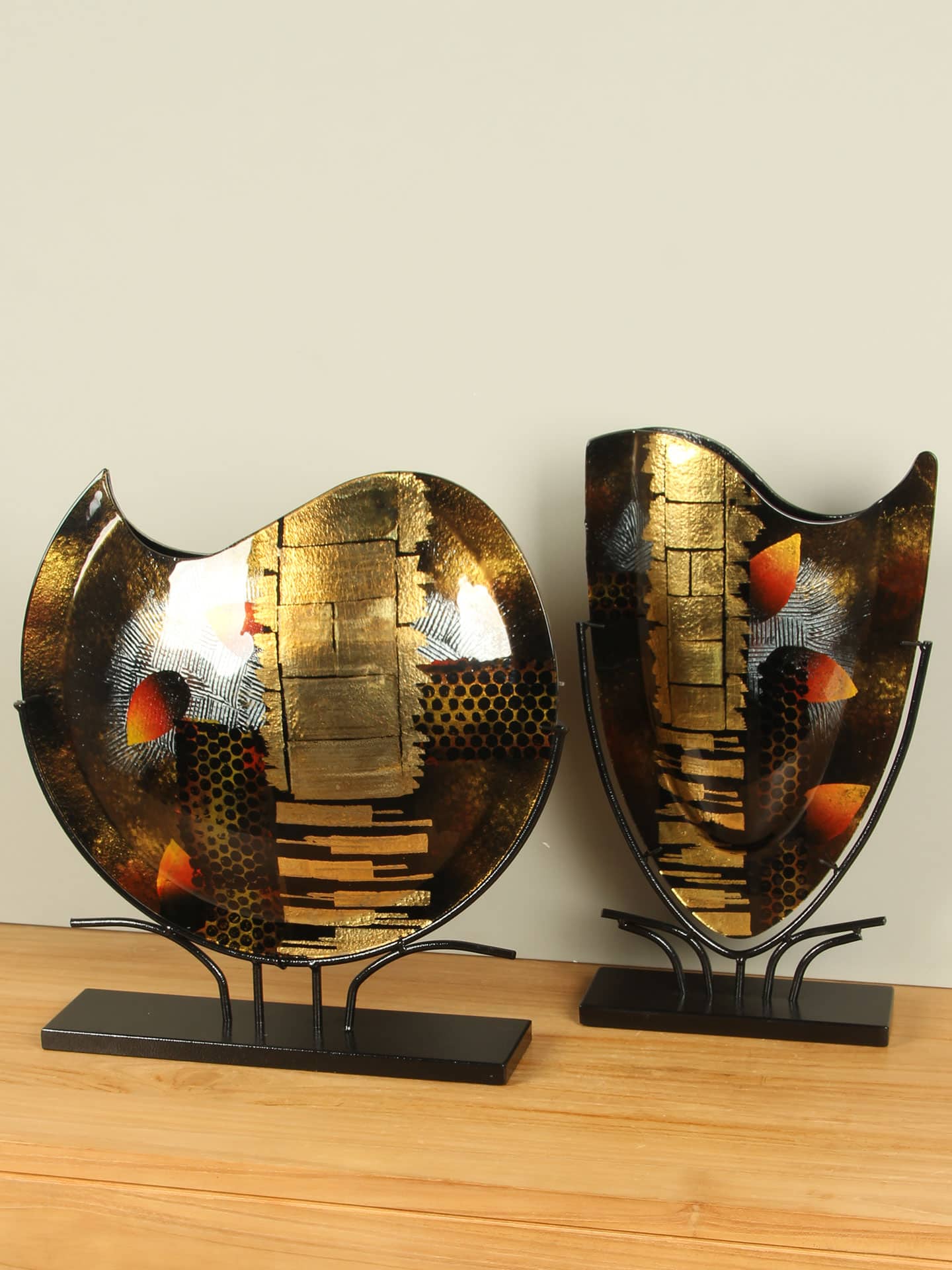 Vaas - Goud - Glas - op standaard - 47x45x10 cm - Afbeelding 5