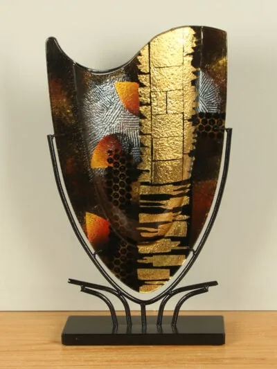Vaas – Goud – Glas – op standaard – 50x28x10 cm
