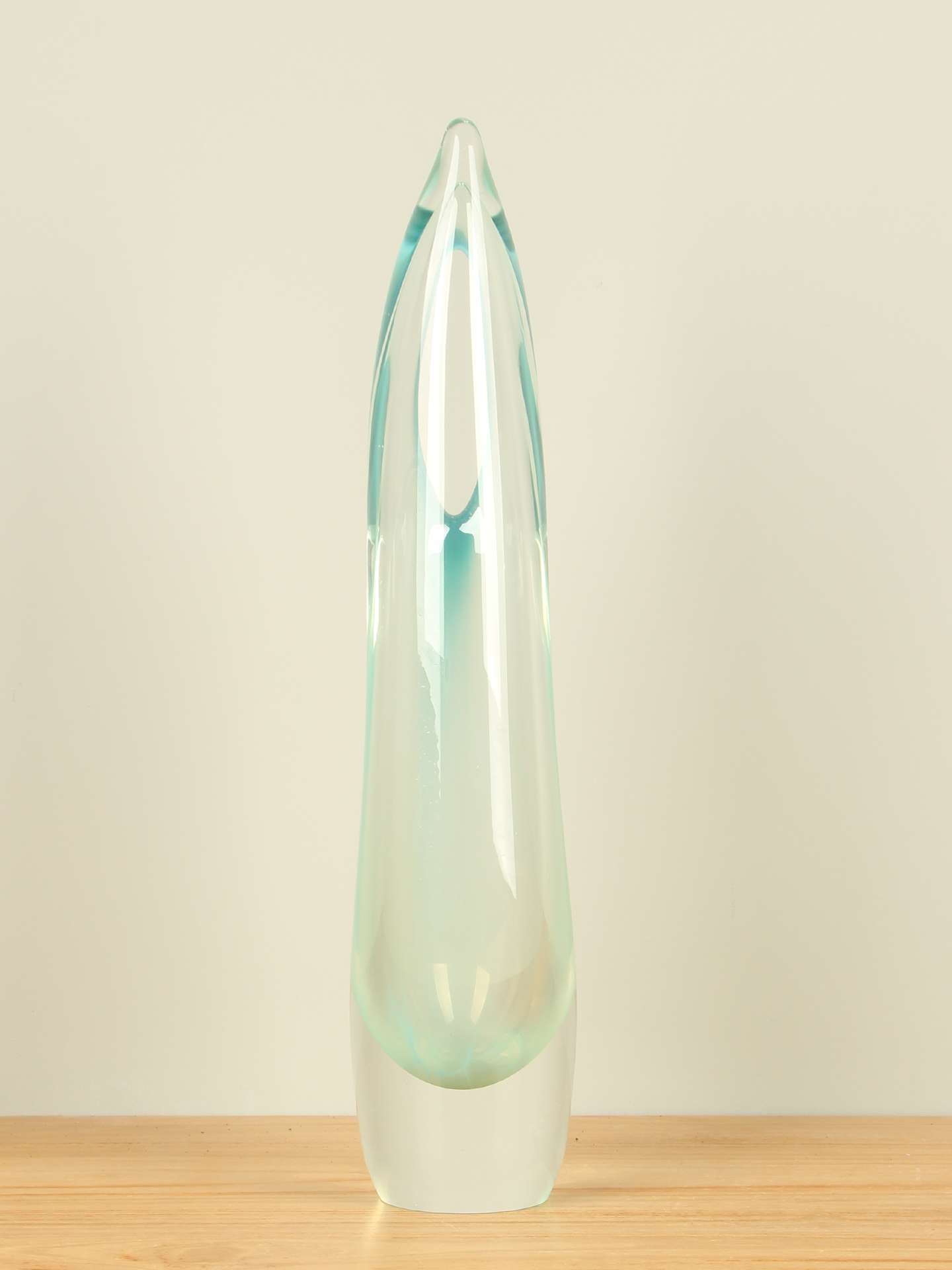 Vaas - Groen - Glas - Feather zeegroen, 45 cm - Afbeelding 2