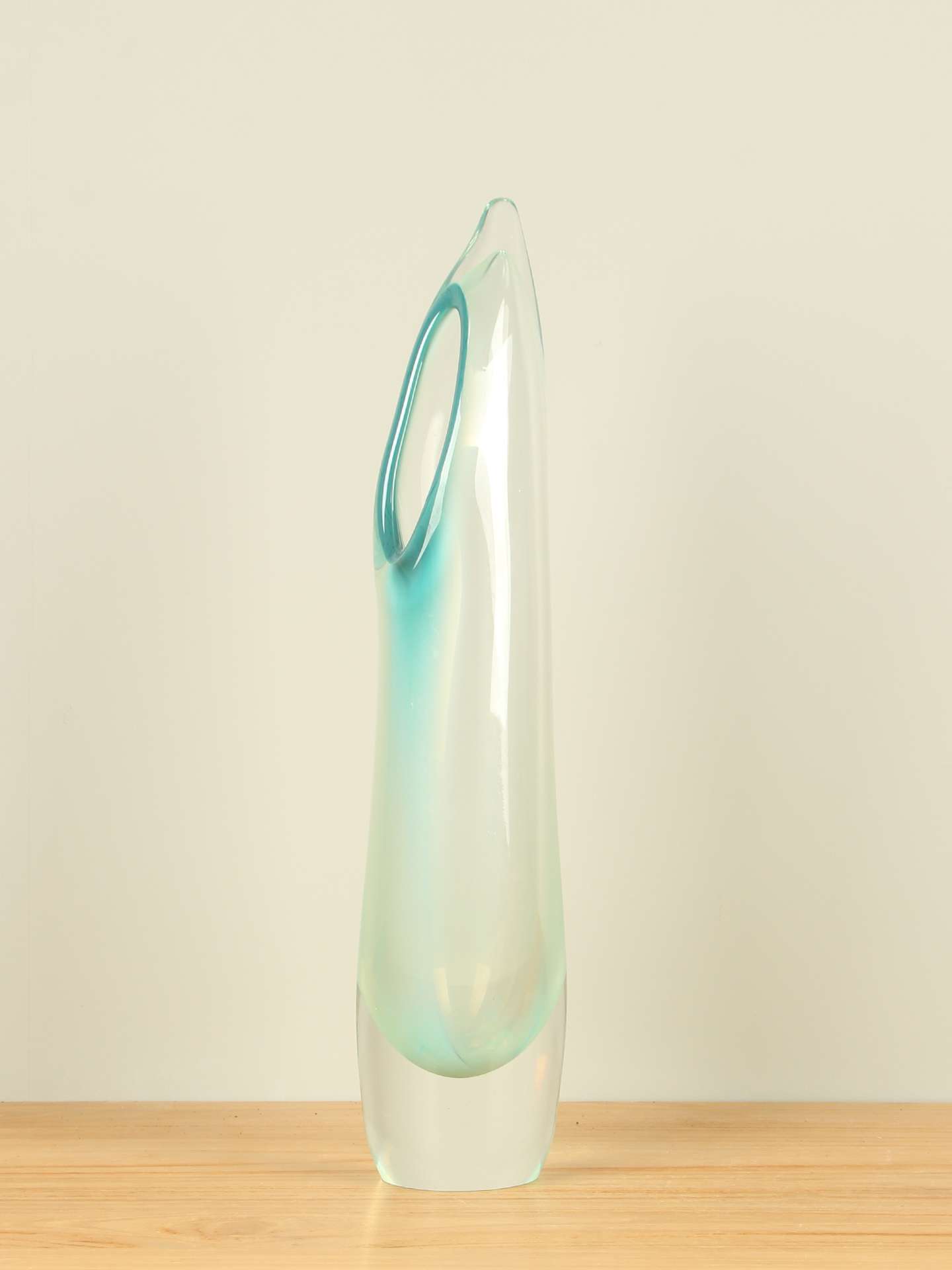 Vaas - Groen - Glas - Feather zeegroen, 45 cm - Afbeelding 3