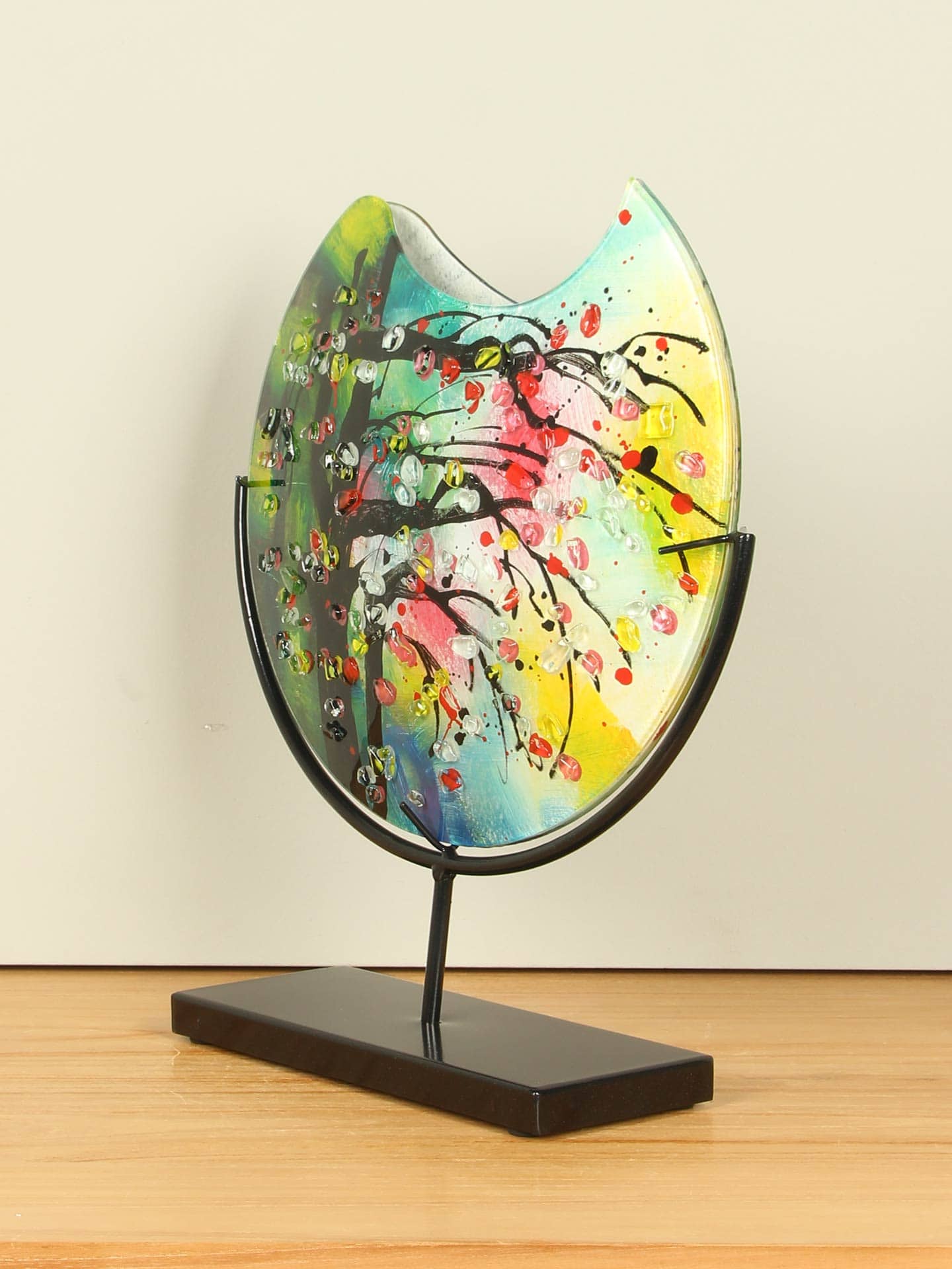 Vaas - Multicolor - Glas - Bloesem op standaard - 37x31x10 cm - Afbeelding 2