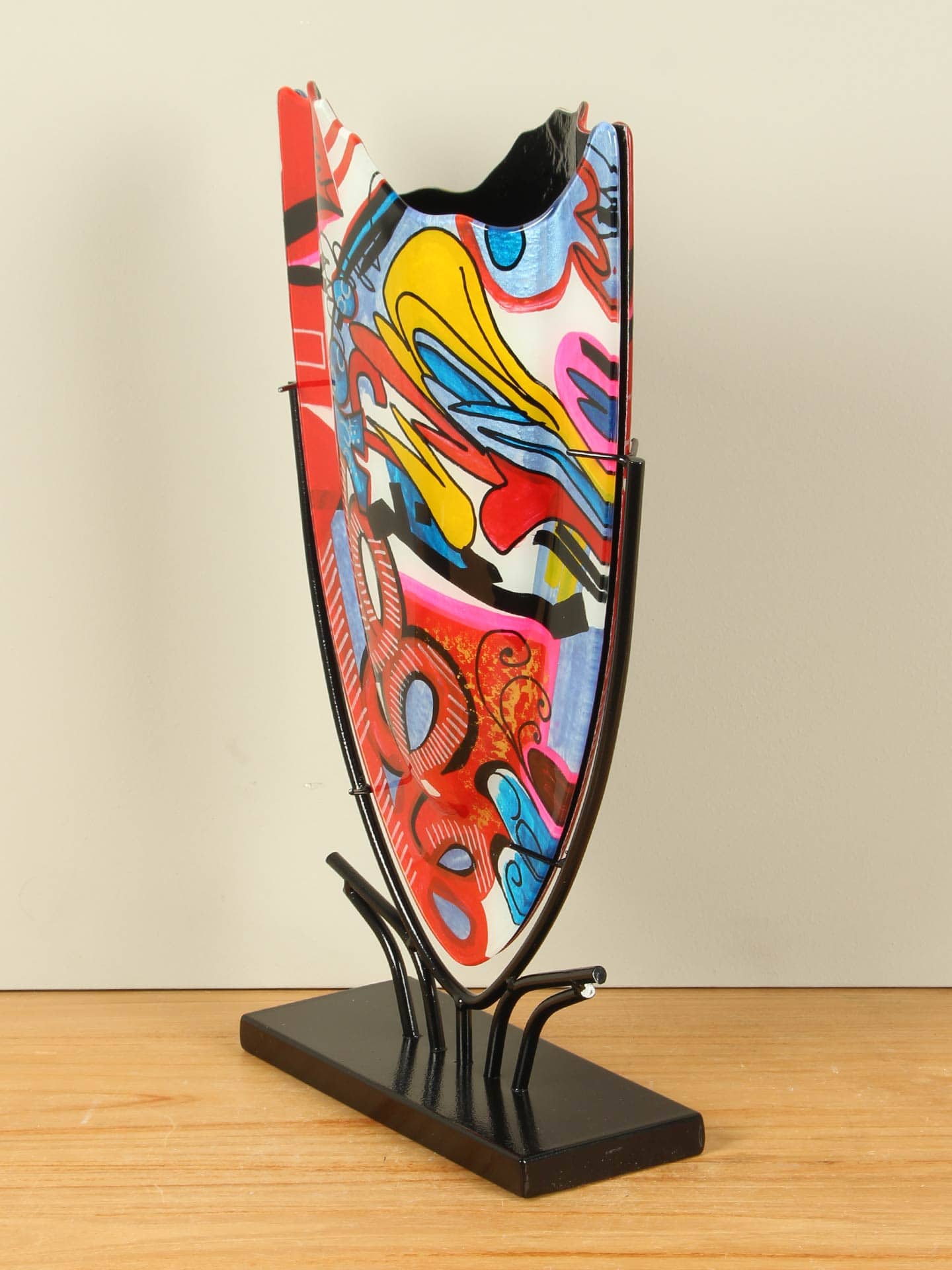 Vaas - Multicolor - Glas - Graffiti op standaard - 49x29x10 cm - Afbeelding 2