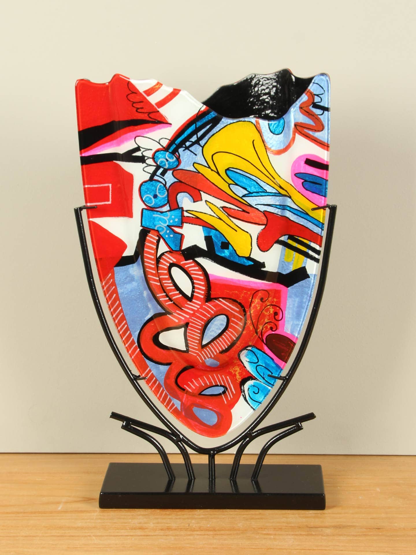 Vaas - Multicolor - Glas - Graffiti op standaard - 49x29x10 cm - Afbeelding 3