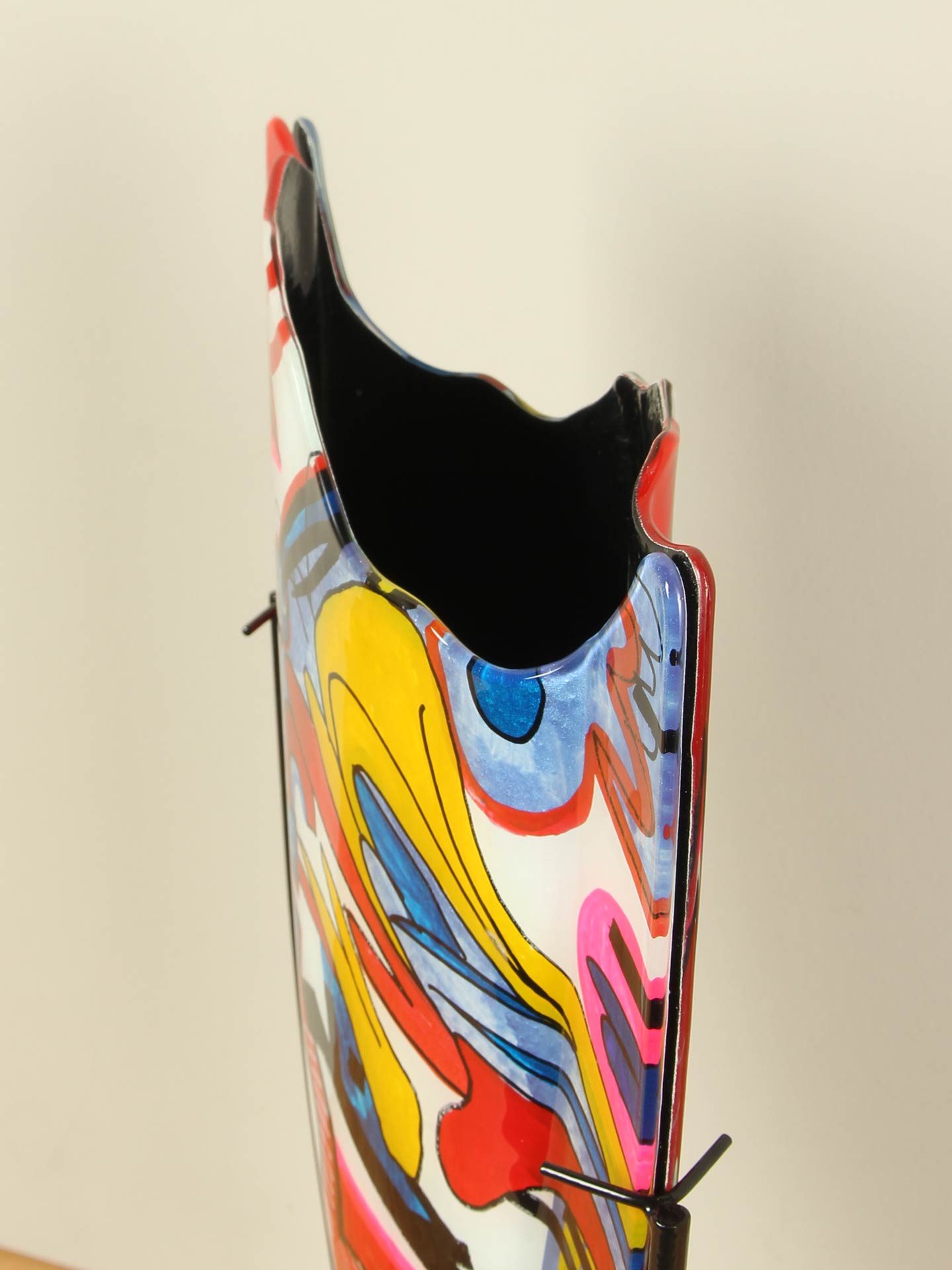 Vaas - Multicolor - Glas - Graffiti op standaard - 49x29x10 cm - Afbeelding 4