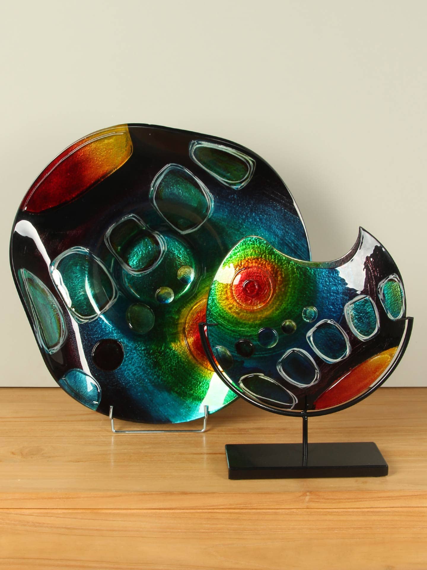 Vaas - Multicolor - Glas - Sun op standaard - 37x31x10 cm - Afbeelding 4