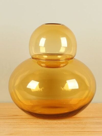 Vaas – Oker – Glas – Set van 2 vazen bruin