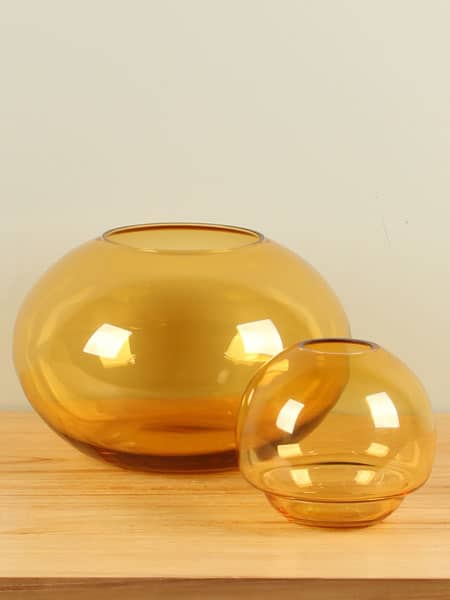 Vaas - Oker - Glas - Set van 2 vazen bruin - Afbeelding 2