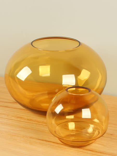 Vaas - Oker - Glas - Set van 2 vazen bruin - Afbeelding 3