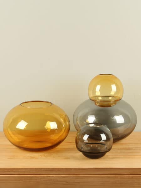 Vaas - Oker - Glas - Set van 2 vazen bruin - Afbeelding 4