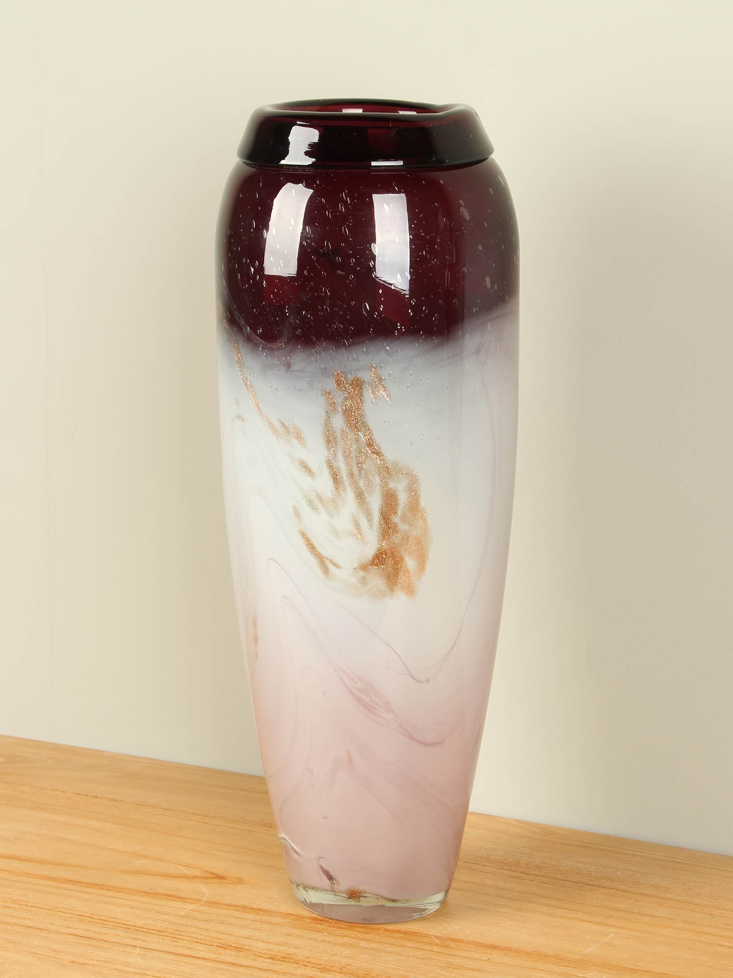 Vaas - Paars - Glas - mauve/wit