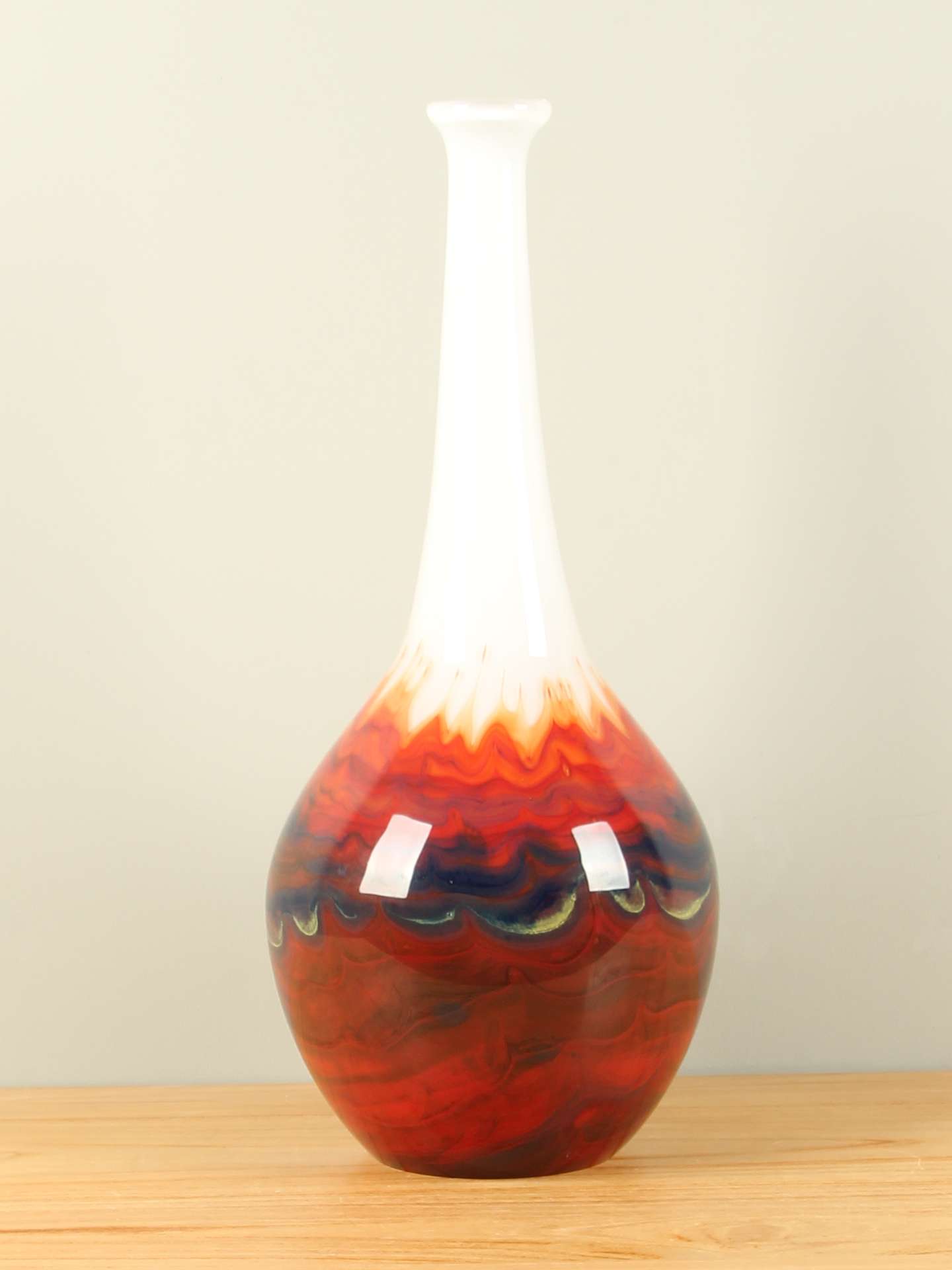 Vaas - Rood - Glas - Flesvaas rood gevlamd