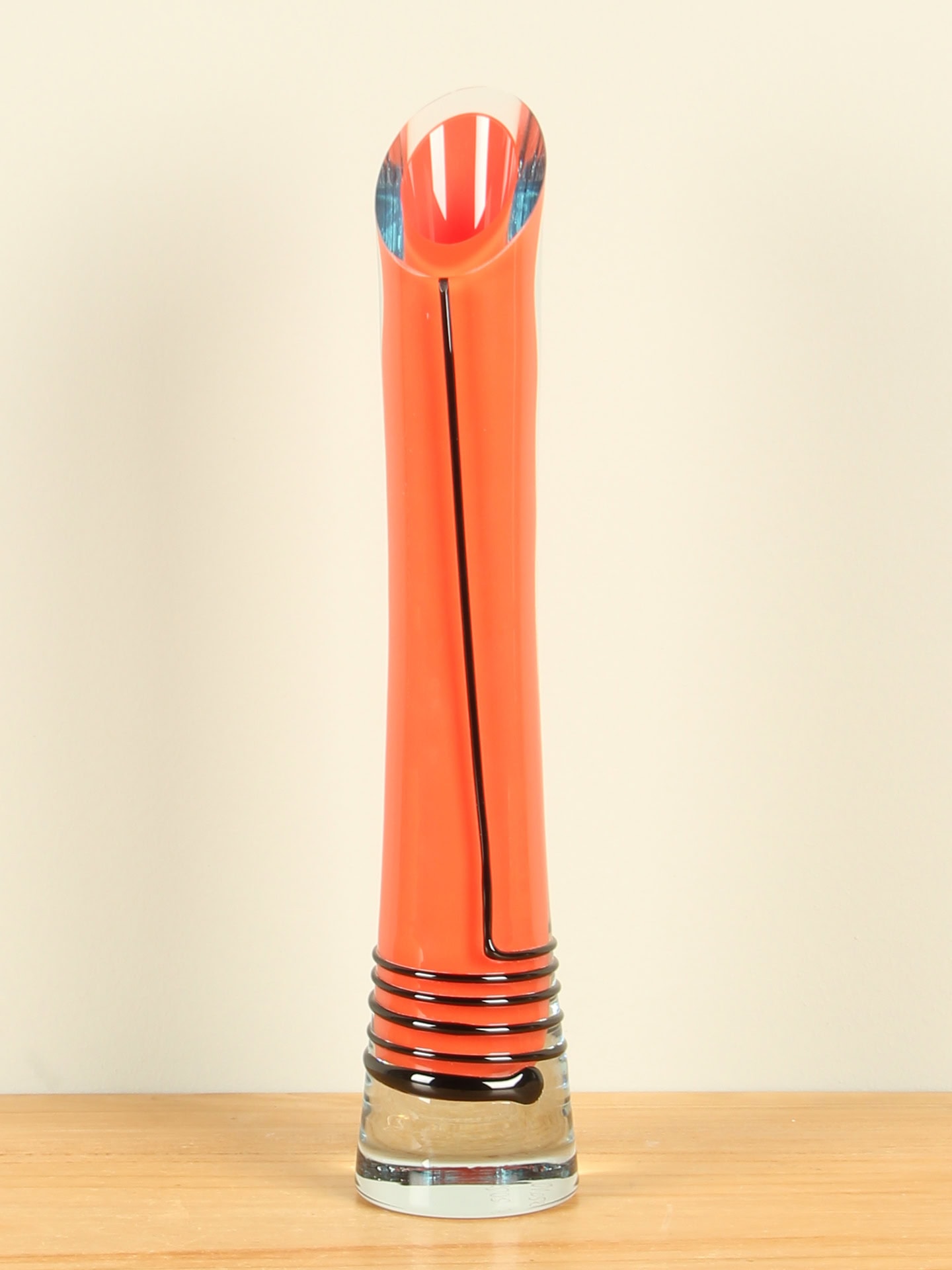 Vaas - Rood - Glas - Met zwarte spiraal - Afbeelding 2