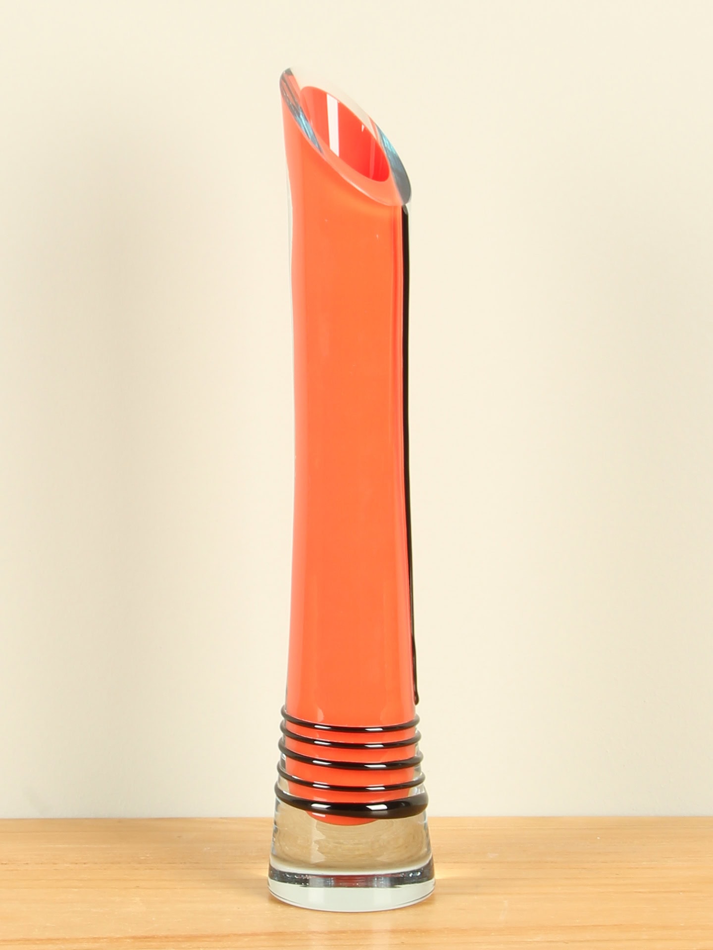 Vaas - Rood - Glas - Met zwarte spiraal - Afbeelding 3