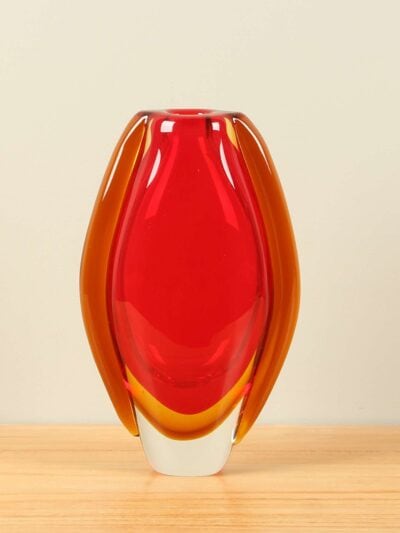 Vaas – Rood – Glas – Ovaal rood/geel – 23x14x5 cm