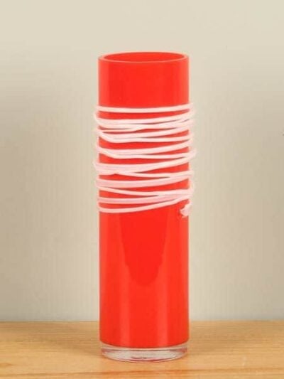 Vaas – Rood – Glas – spiraal rood/wit 29 cm