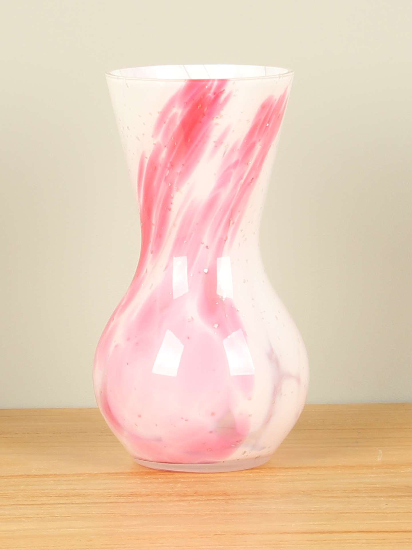 Vaas - Roze - Glas - Kelkvaasje roze/wit