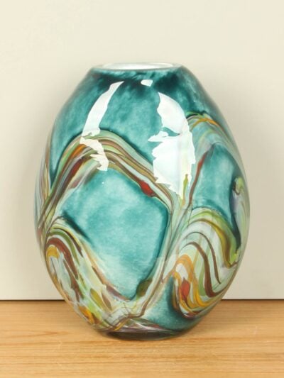 Vaas – Turquoise – Glas – Ovaal Green Life – 32x24x14 cm